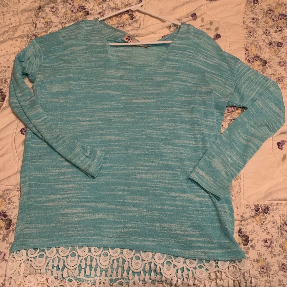 Aqua Tunic with Lace Bottom
